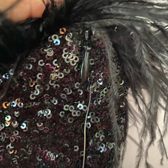 NWT Amanda Uprichard Free People Black Sequin Feather Kieran Mini Dress size XS - Picture 9 of 11